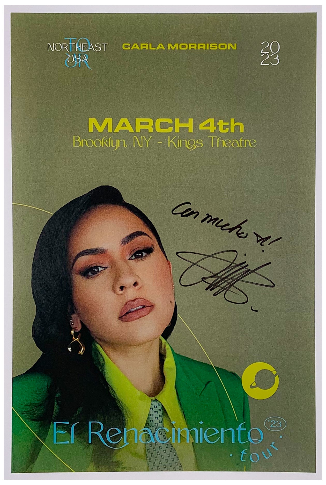 Carla Morrison Autograph Poster from Kings Theatre in Brooklyn NY