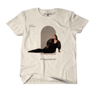 Carla Morrison sand colored short sleeve tee front featuring and elegant portrait of the renowned singer